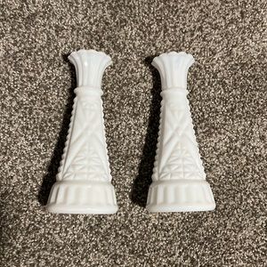 Vintage Anchor Hocking Stars and Bars 6” Pair of Vases